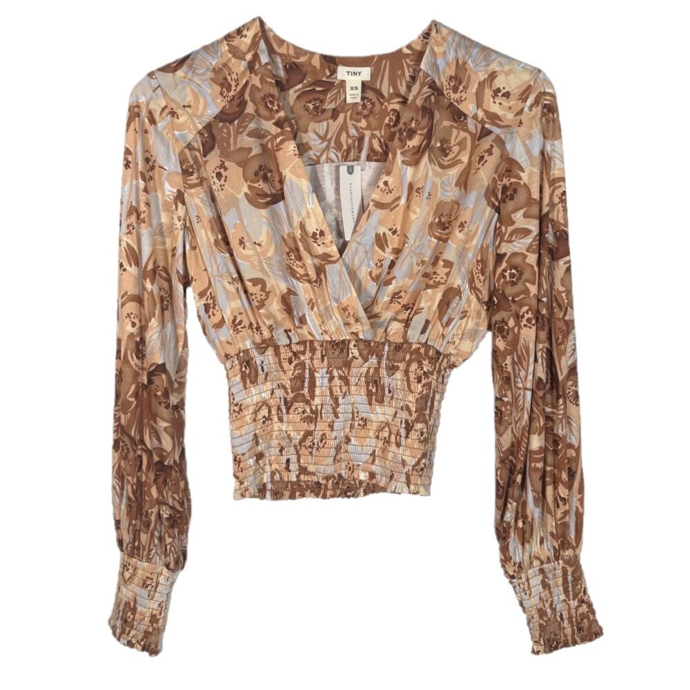 Anthropologie Valentina Long-Sleeve Printed Surplice Top Size XS
